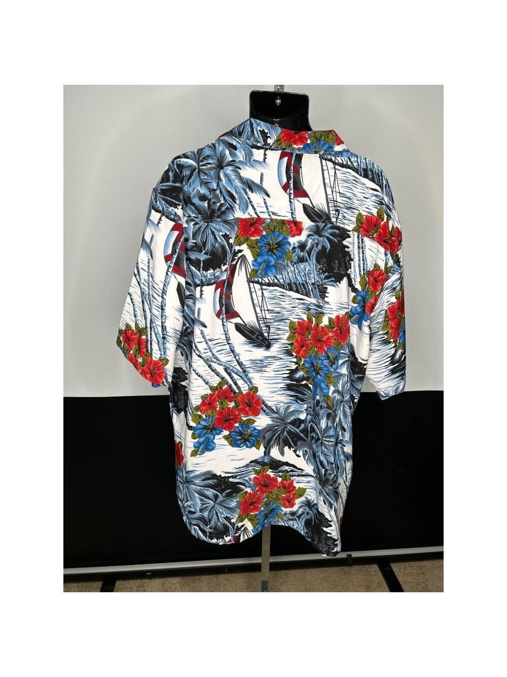 Reservoir Hawaiian Style Shirt Blue Red Green 2XLT Big & Tall - Picture 5 of 7